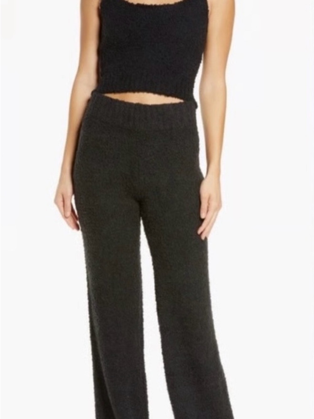 SKIMS Black Fuzzy Wide-Leg Lounge Pants